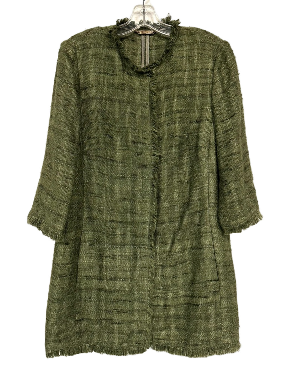 NVSCO Silk Boucle Fringe Jacket Moss Green Medium Danish Minimalist Artisan